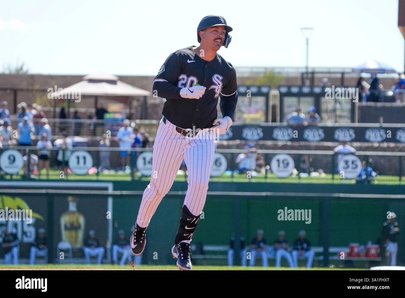 Chicago White Sox third base Miguel Vargas (20) trots around the bases