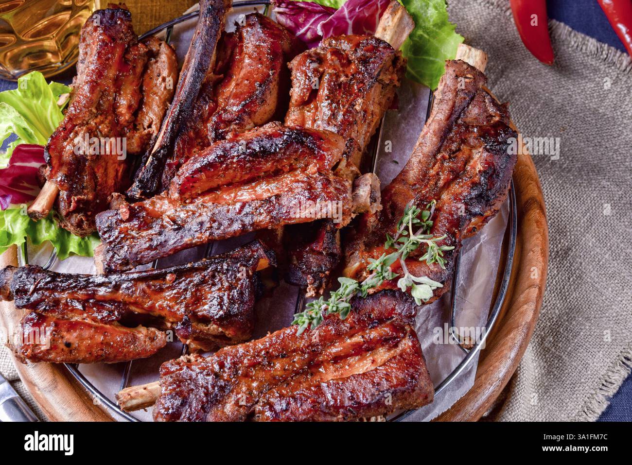 Delightful Rib Delightful BBQ spare ribs from the smoker Stock Photo - Alamy