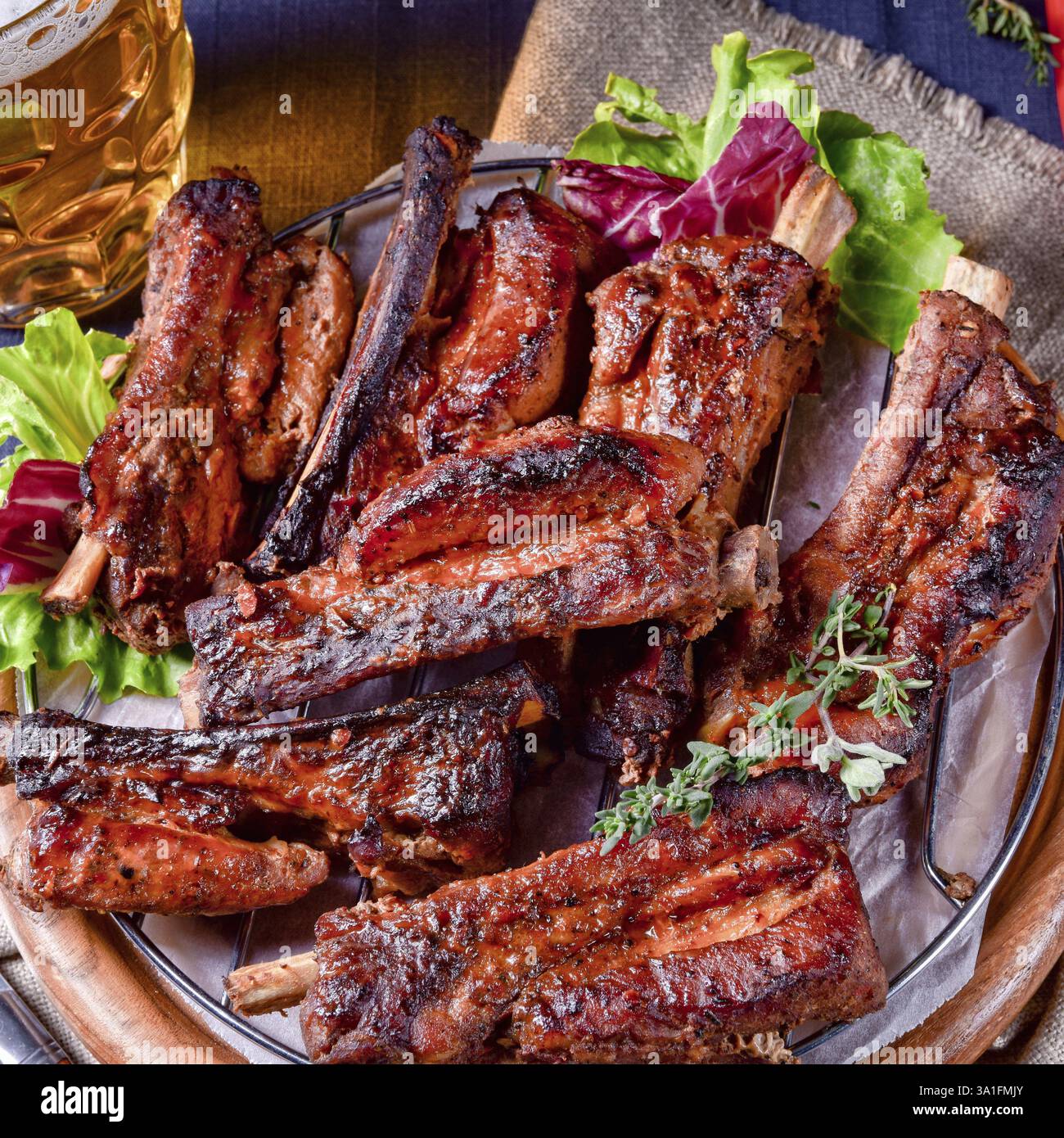 Delightful Rib Delightful BBQ spare ribs from the smoker Stock Photo - Alamy