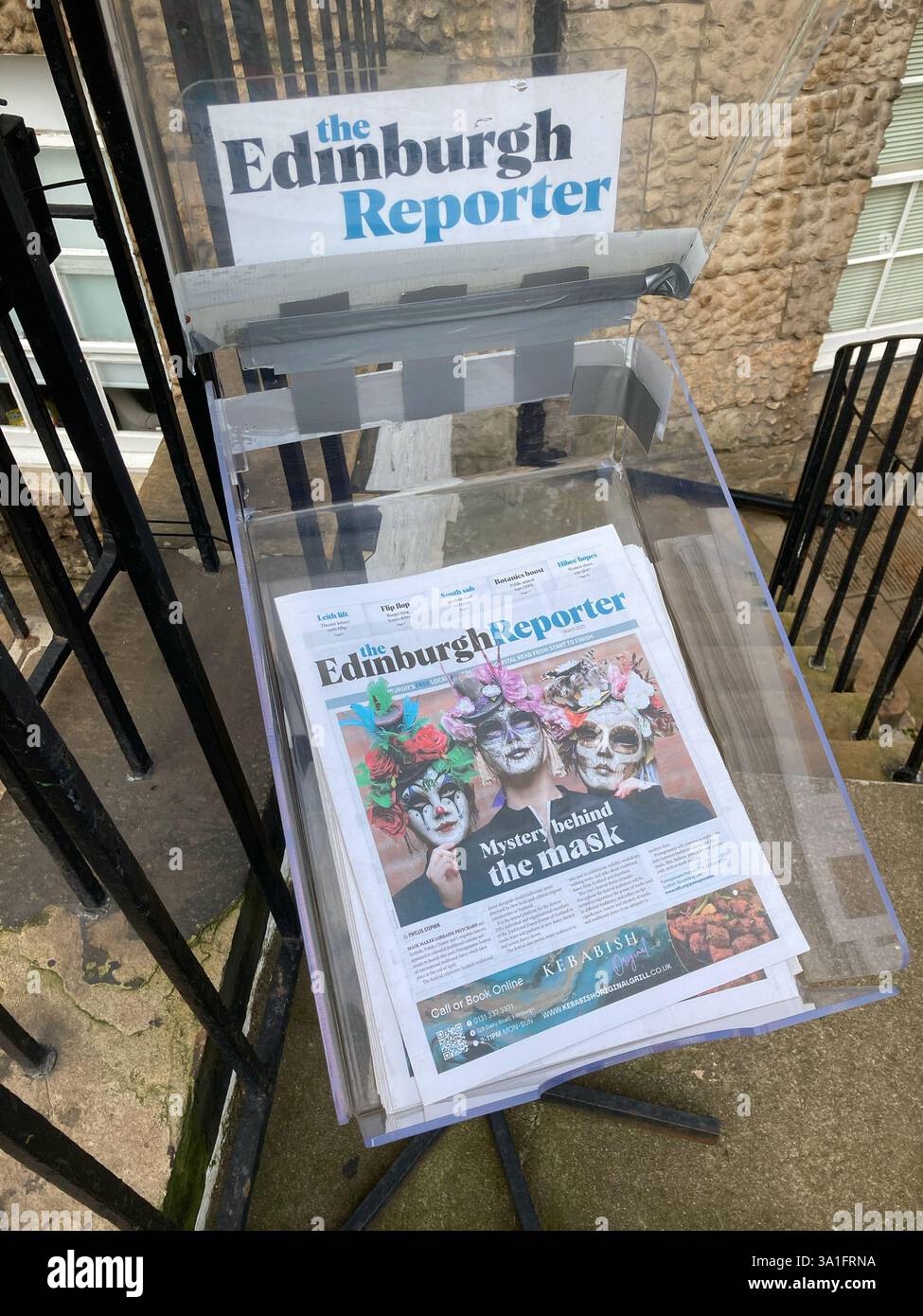 The Edinburgh Reporter, free local newspaper, Edinburgh Scotland - Smartphone Captured Stock Image