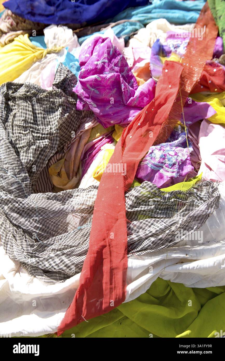 Rags cloths different color variety, village Dilwara, Udaipur ...