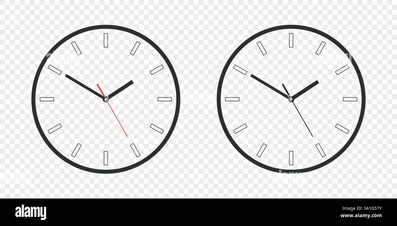 Flat Vector Wall Office Clock Face Set. Clock Dial and Clock Hands ...