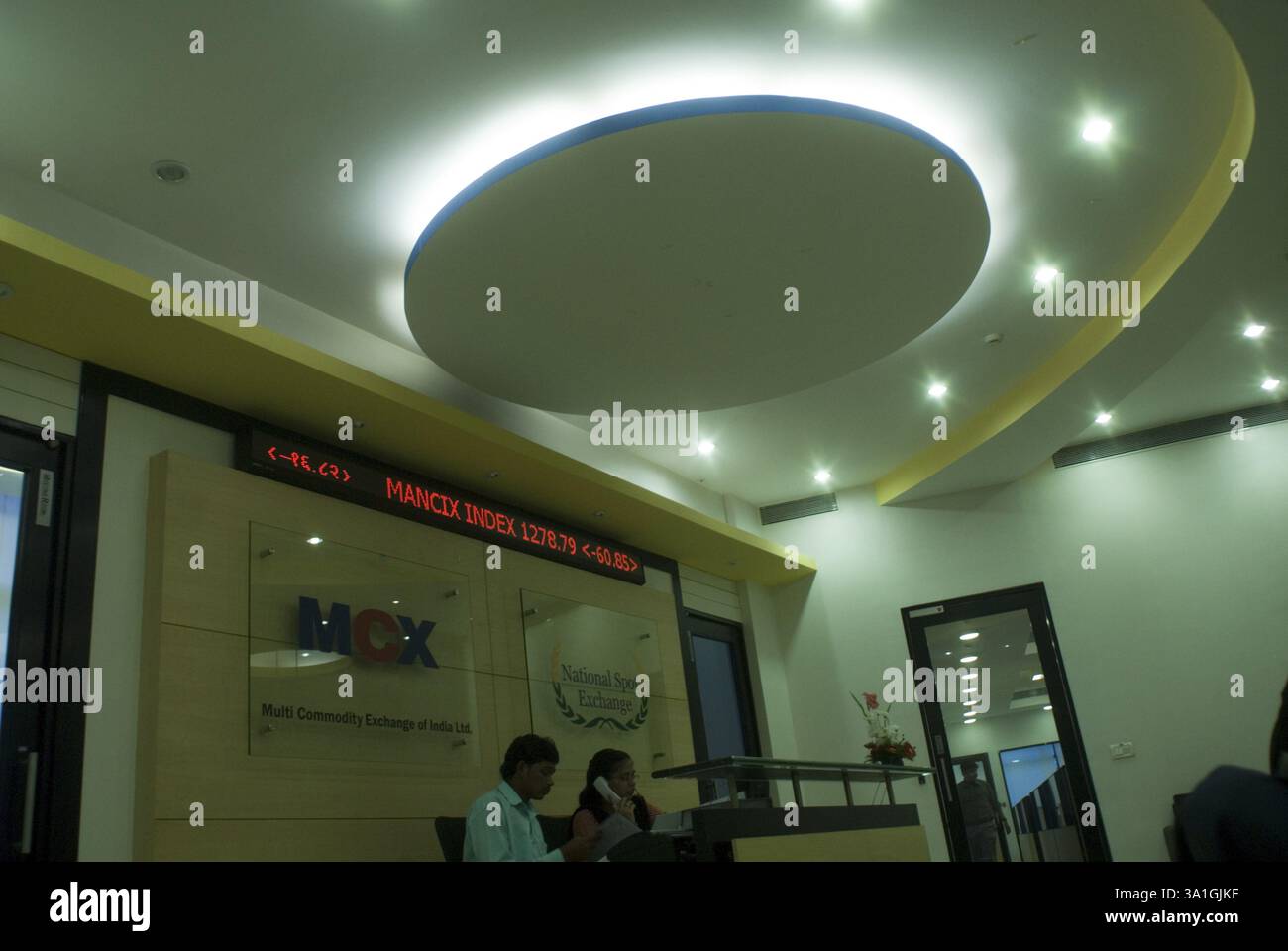 Interior of Multi Commodity Exchange of India at Bombay Mumbai, Maharashtra, India, Asia Stock Photo