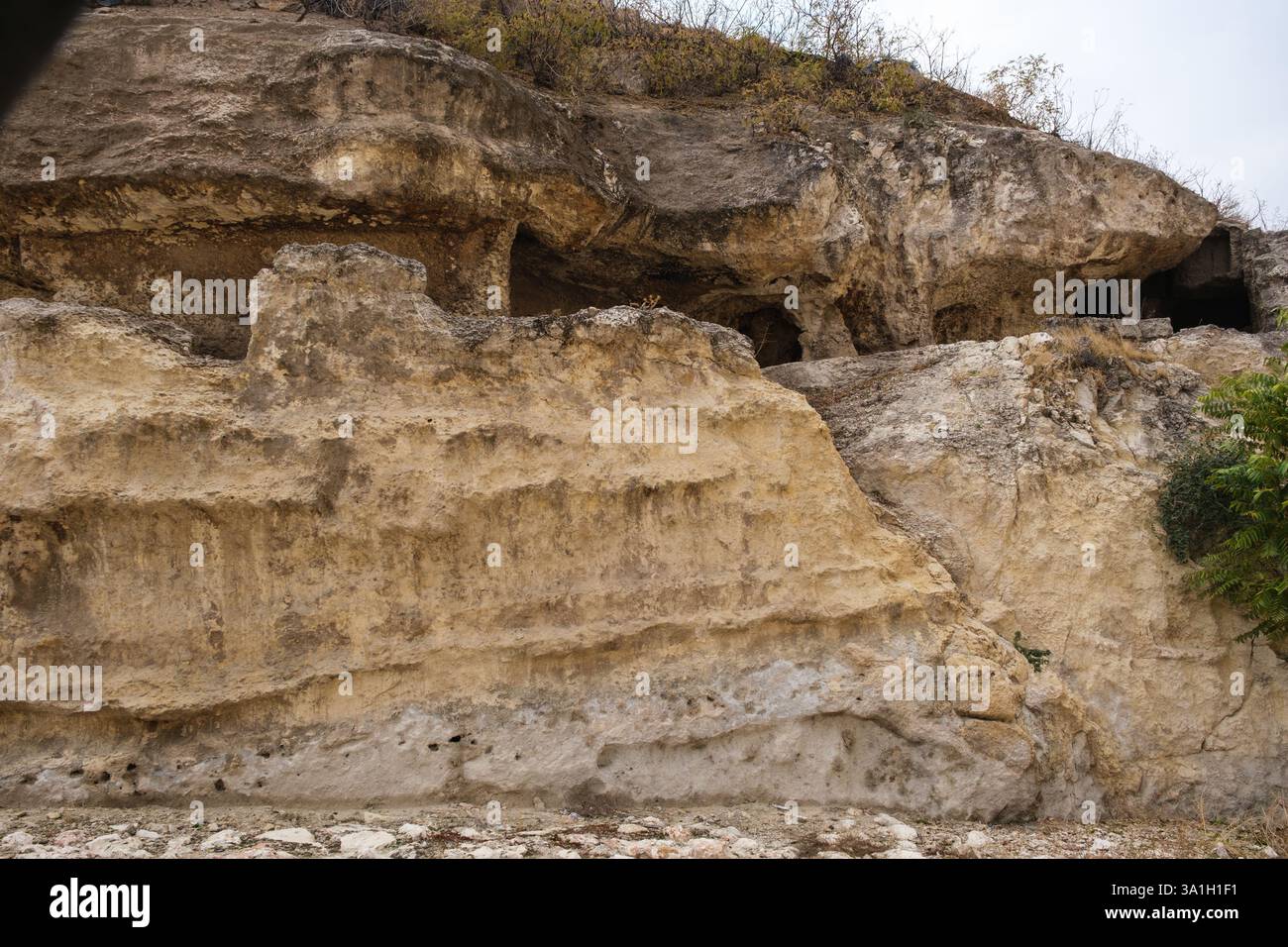Gaziantep, Turkey, Turkiye. Pre-Historic cave shelters. Stock Photo
