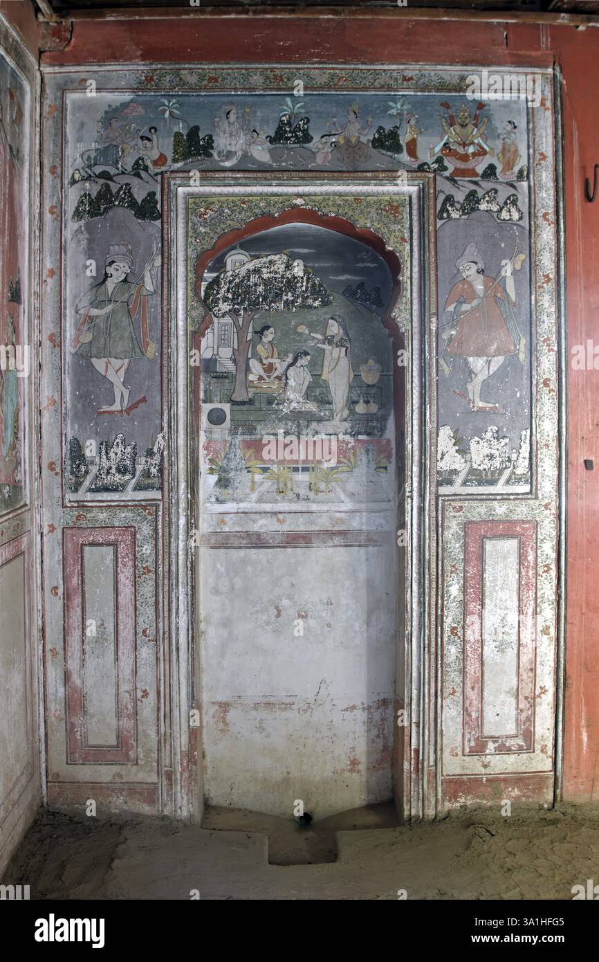 Wall painting, toilet, Nana Phadnavis Wada, Menavali, Wai ...