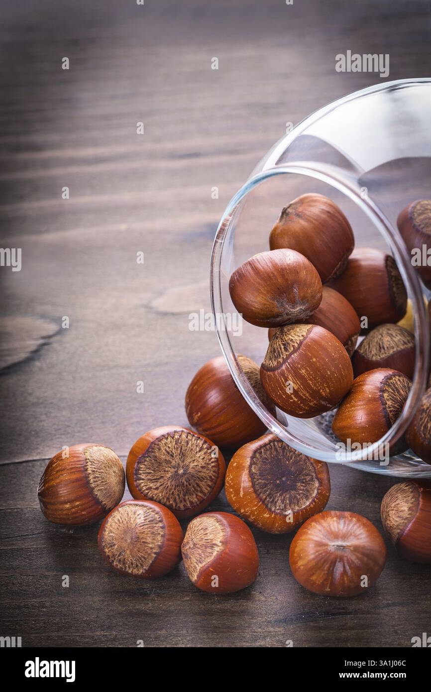 Hazelnuts in transparent jar Stock Photo