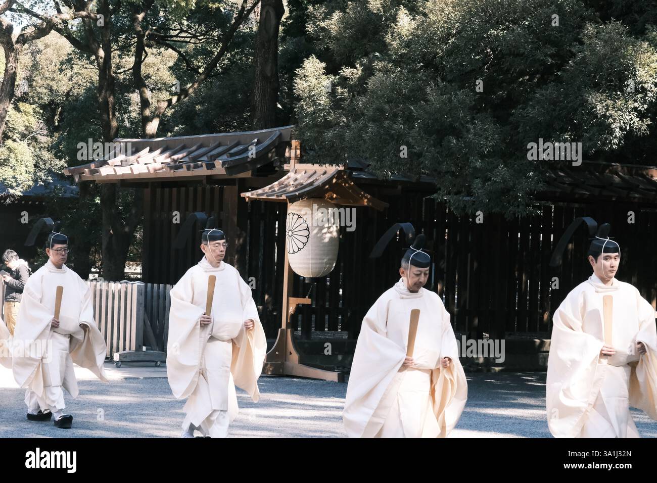 Meiji Jinju, Japan - 23 Feb 2025: Ceremonial Departure: Priests in ...