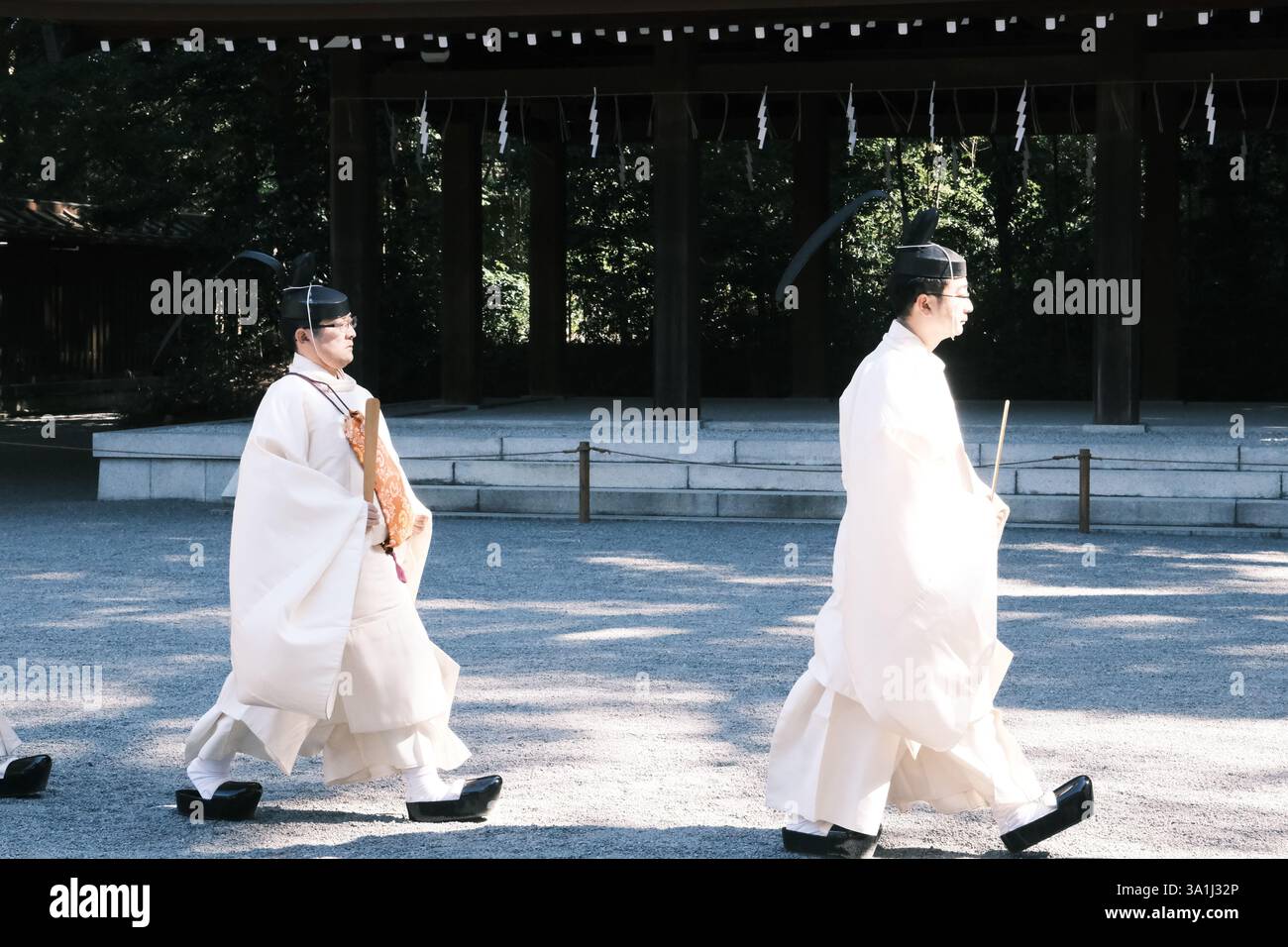Meiji Jinju, Japan - 23 Feb 2025: Ceremonial Departure: Priests in ...