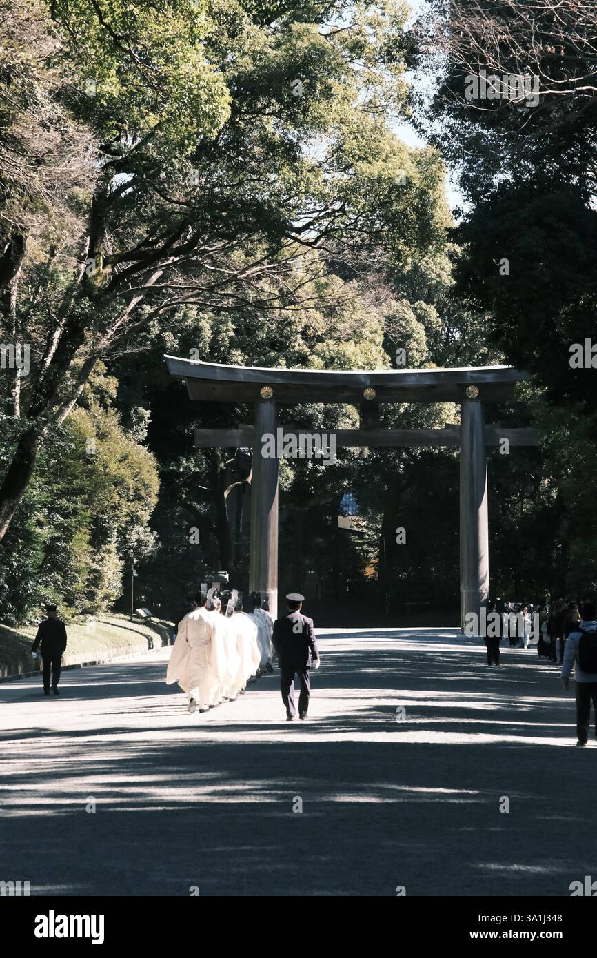 Meiji Jinju, Japan - 23 Feb 2025: Ceremonial Departure: Priests in ...