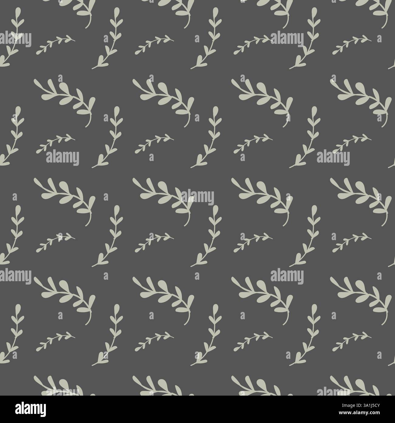 Seamless white leaf pattern on dark background. Stock Vector