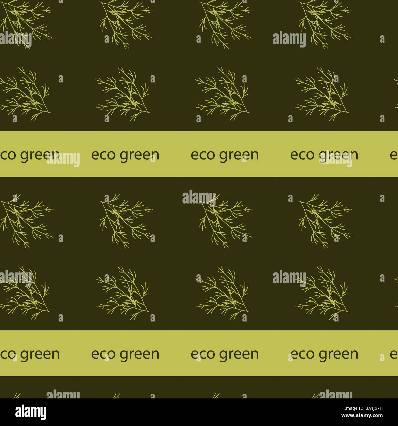 Seamless botanical pattern with eco green theme and leaf motif. Stock Vector