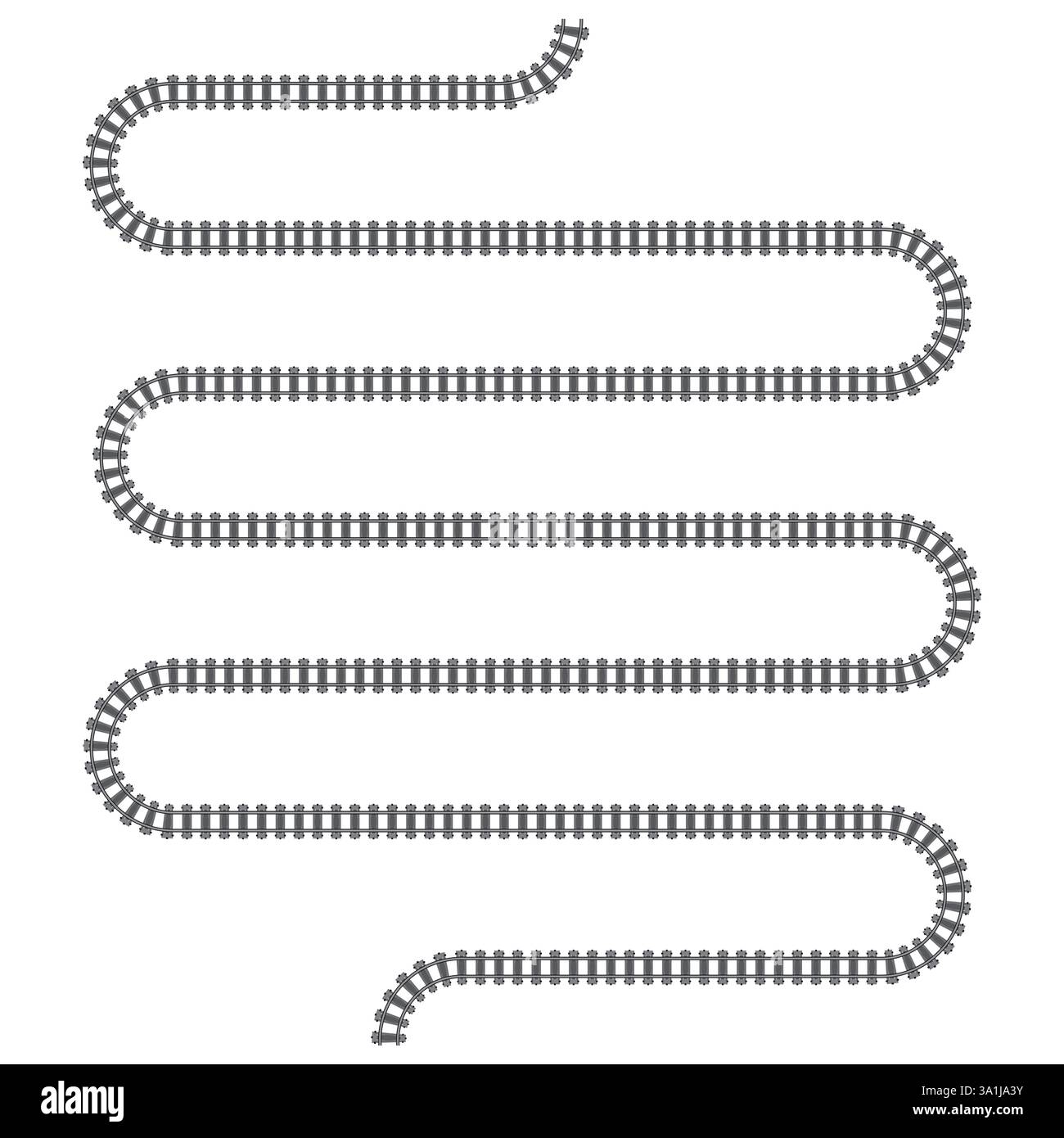 Railway train track illustration. Rail pattern round circular curve ...