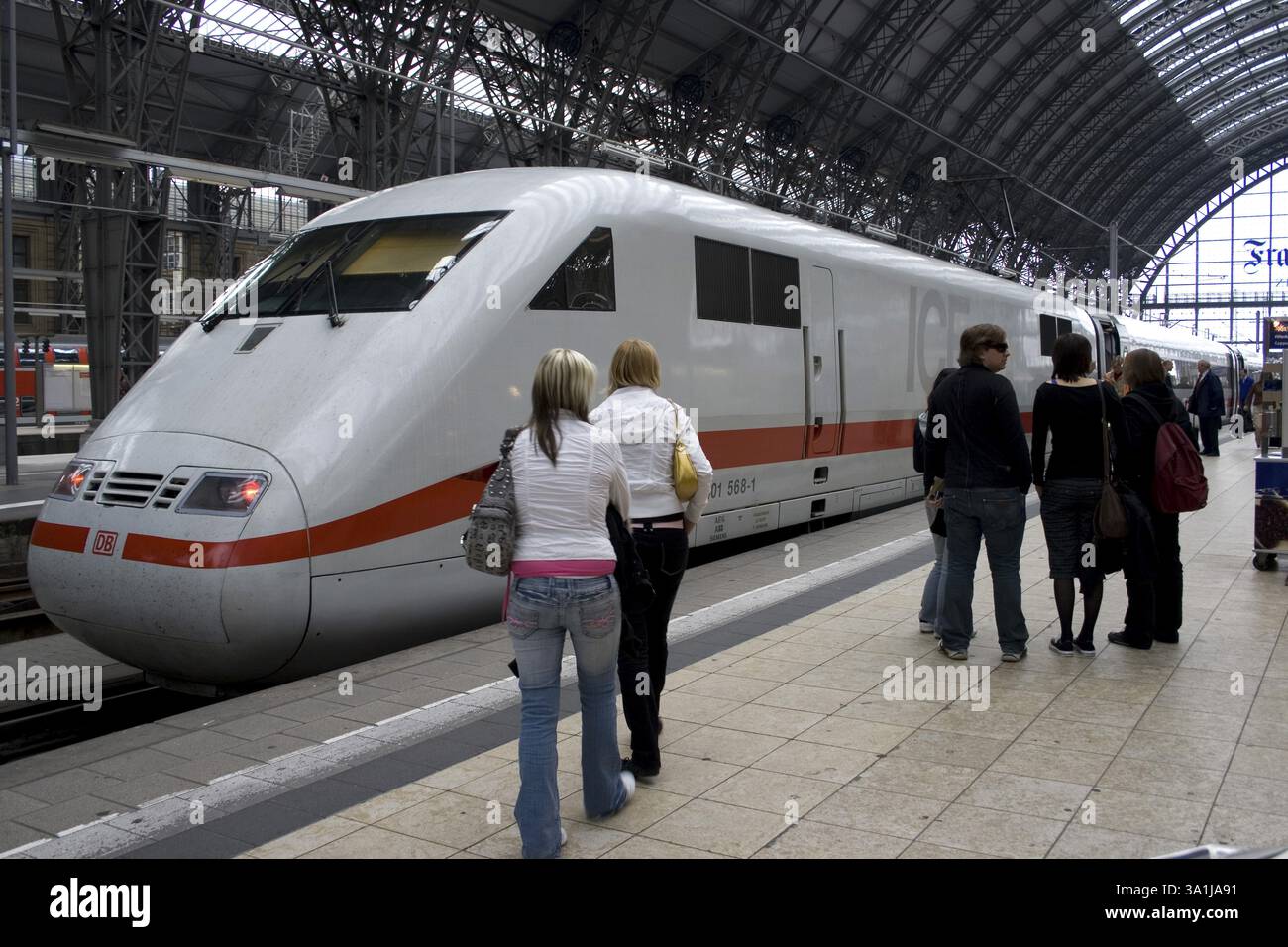 Rail white engine of train on platform railway station, Frankfurt ...