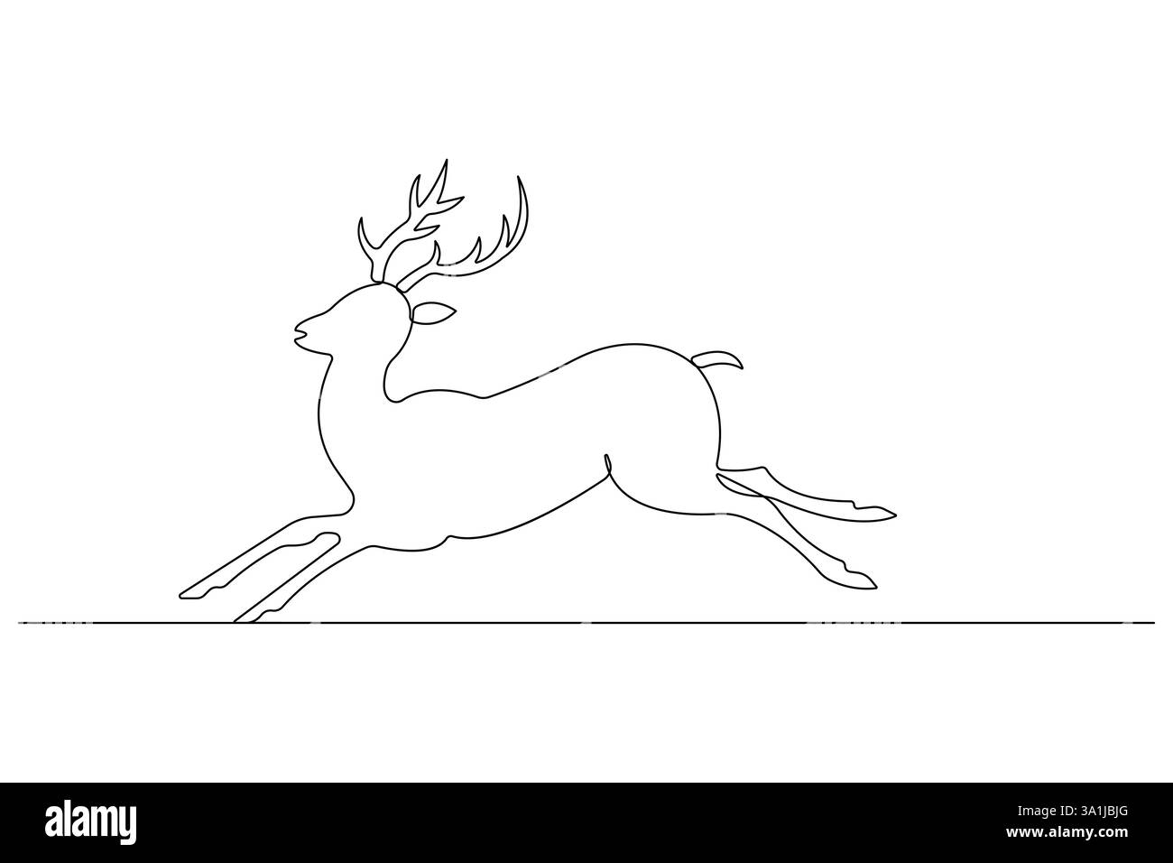 Continuous one line drawing of reindeer wild animal deer and world animal day, Christmas vector Stock Vector