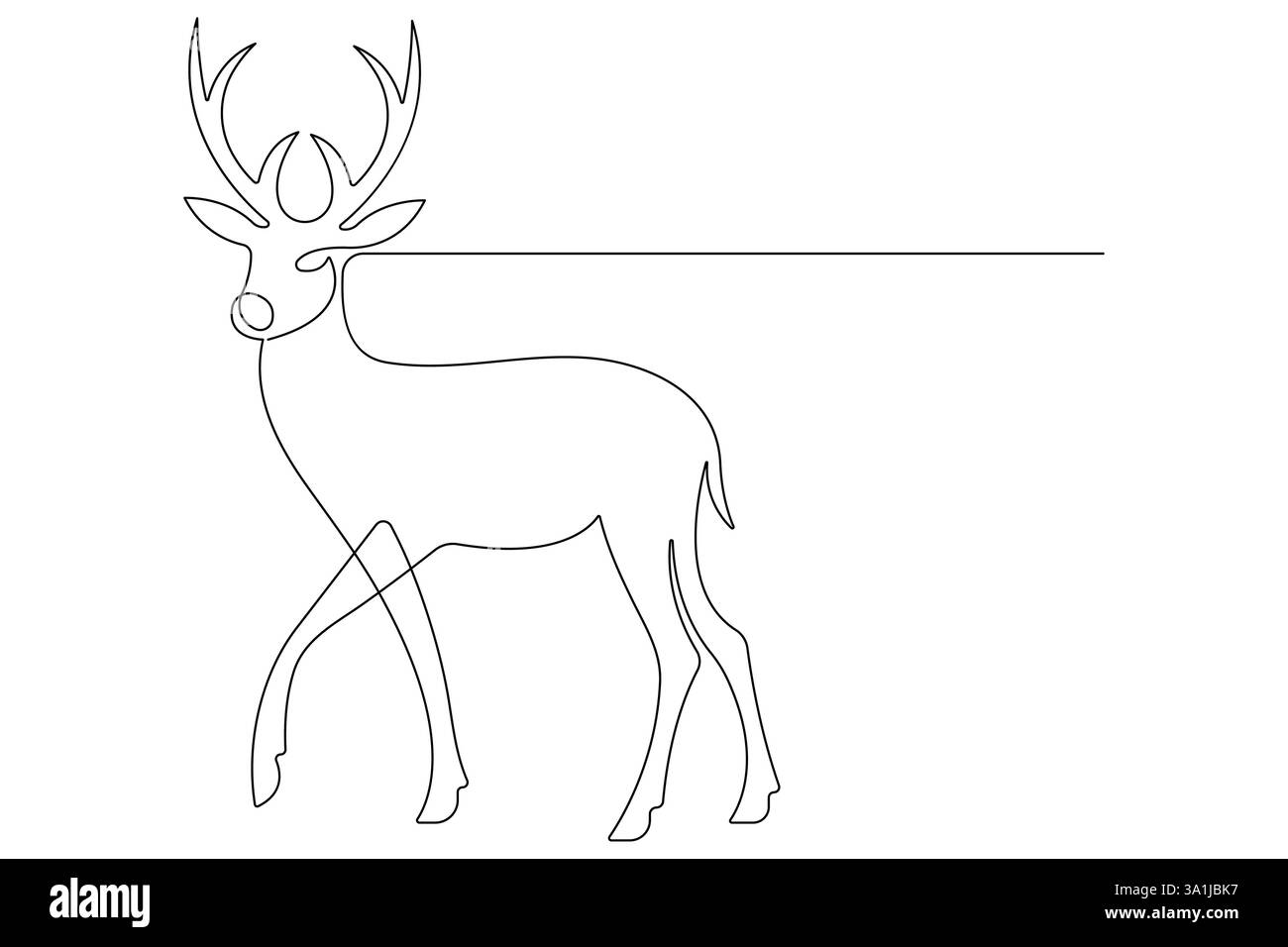 Continuous one line drawing of reindeer wild animal deer and world animal day, Christmas vector Stock Vector