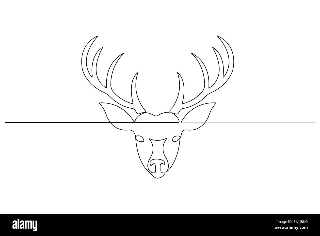 Continuous one line drawing of reindeer wild animal deer and world animal day, Christmas vector Stock Vector