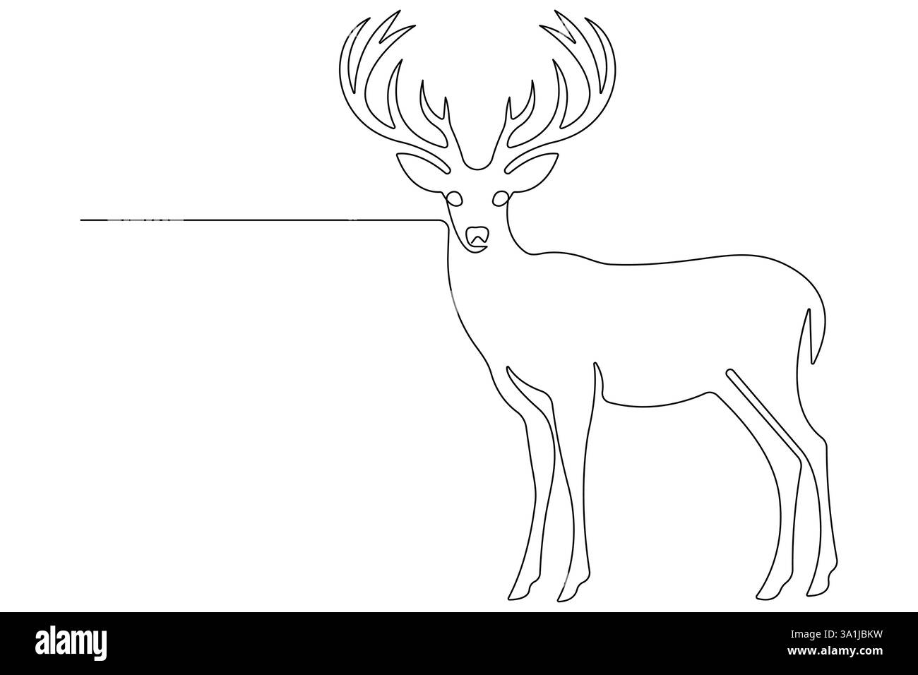 Continuous one line drawing of reindeer wild animal deer and world animal day, Christmas vector Stock Vector