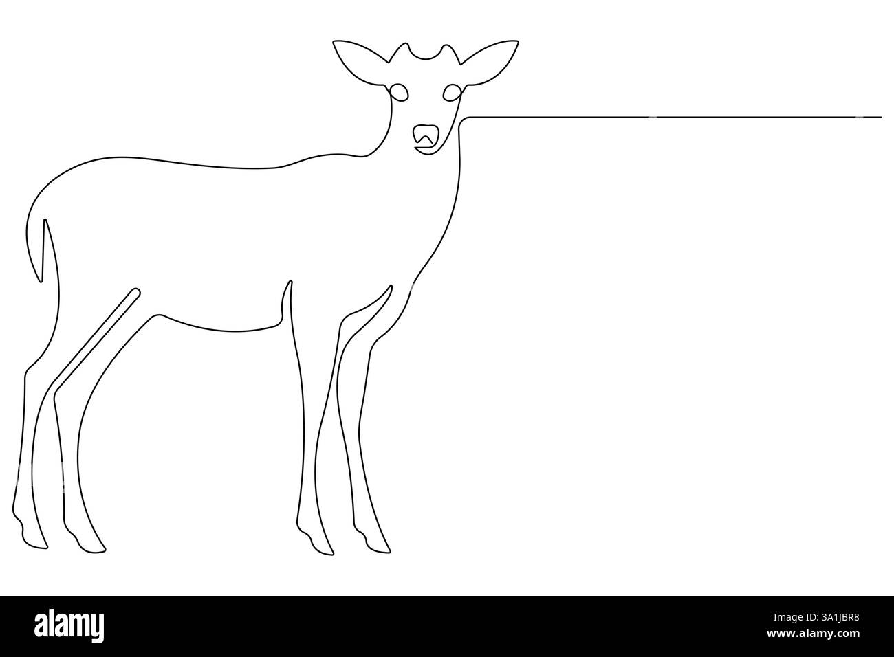 Continuous one line drawing of reindeer wild animal deer and world animal day, Christmas vector Stock Vector