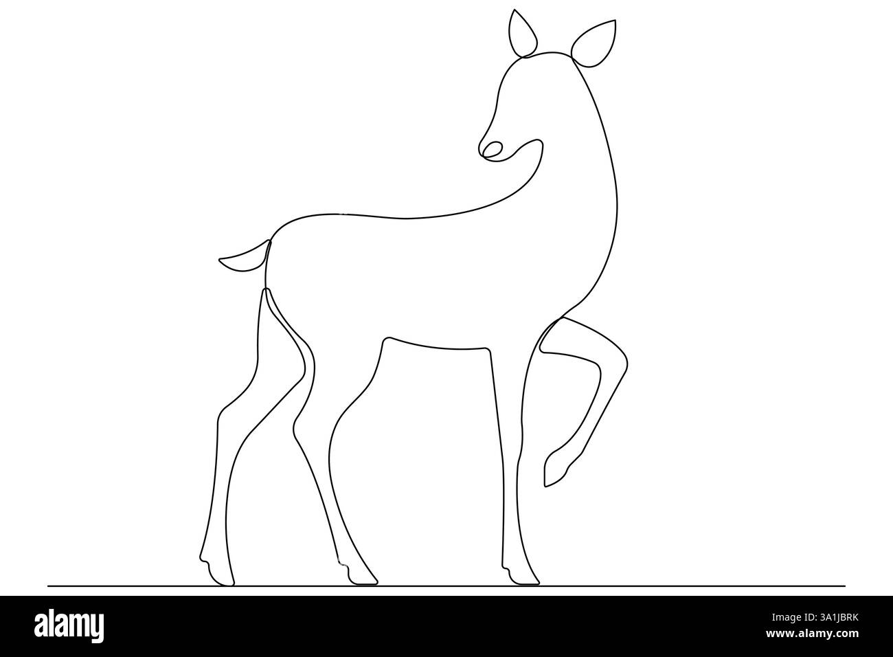 Continuous one line drawing of reindeer wild animal deer and world animal day, Christmas vector Stock Vector