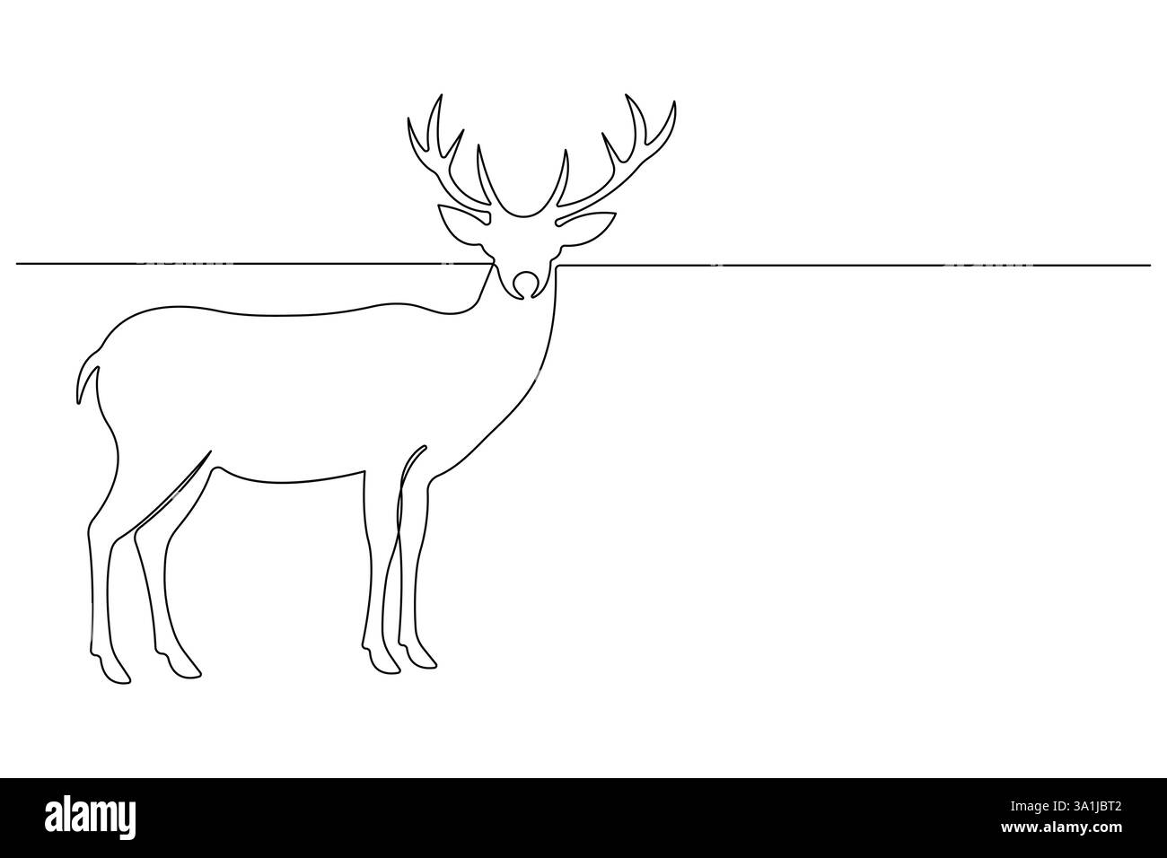 Continuous one line drawing of reindeer wild animal deer and world animal day, Christmas vector Stock Vector