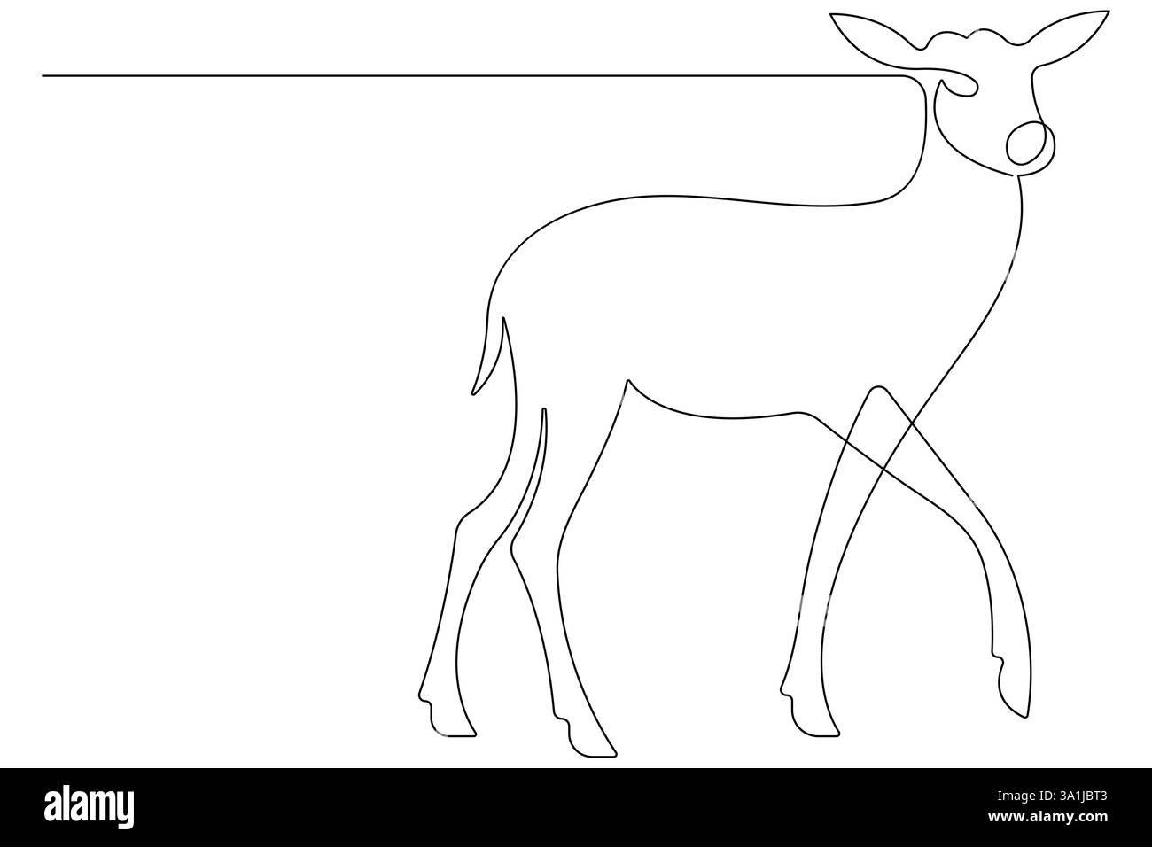 Continuous one line drawing of reindeer wild animal deer and world animal day, Christmas vector Stock Vector