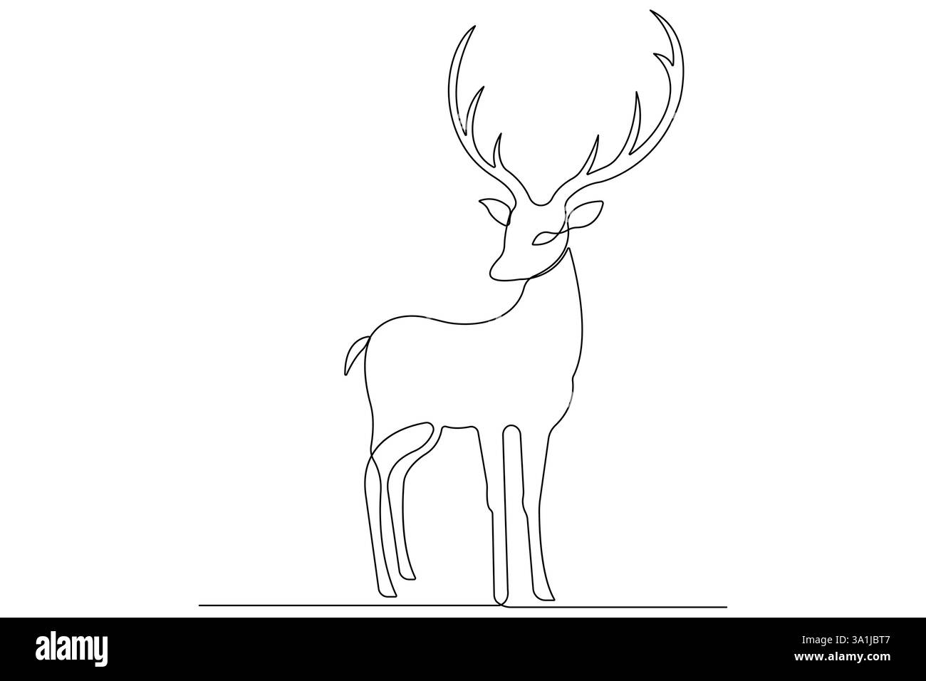 Continuous one line drawing of reindeer wild animal deer and world animal day, Christmas vector Stock Vector