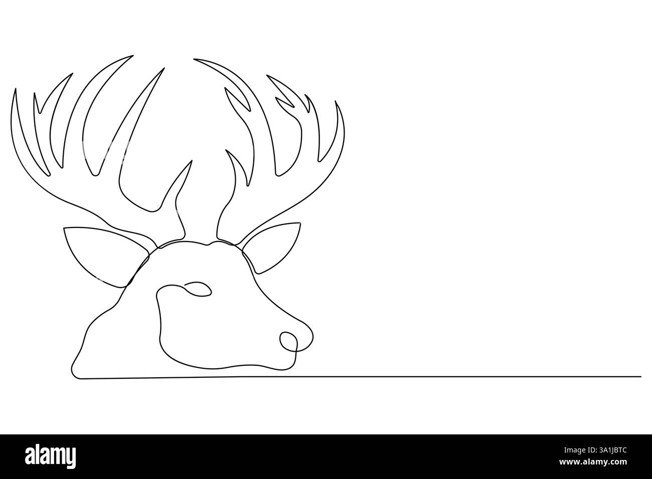 Continuous one line drawing of reindeer wild animal deer and world animal day, Christmas vector Stock Vector