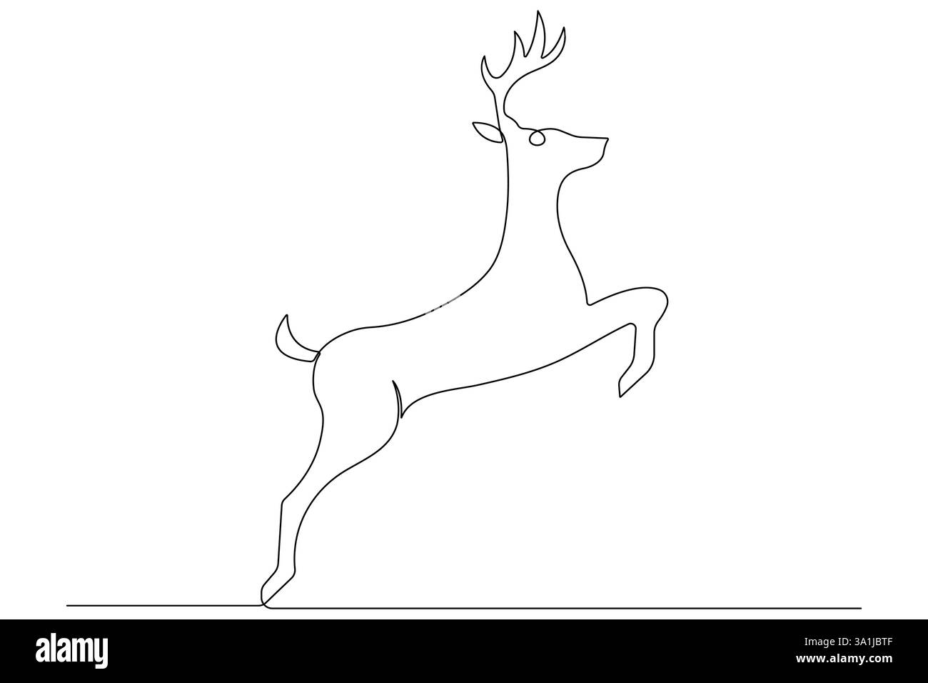 Continuous one line drawing of reindeer wild animal deer and world animal day, Christmas vector Stock Vector