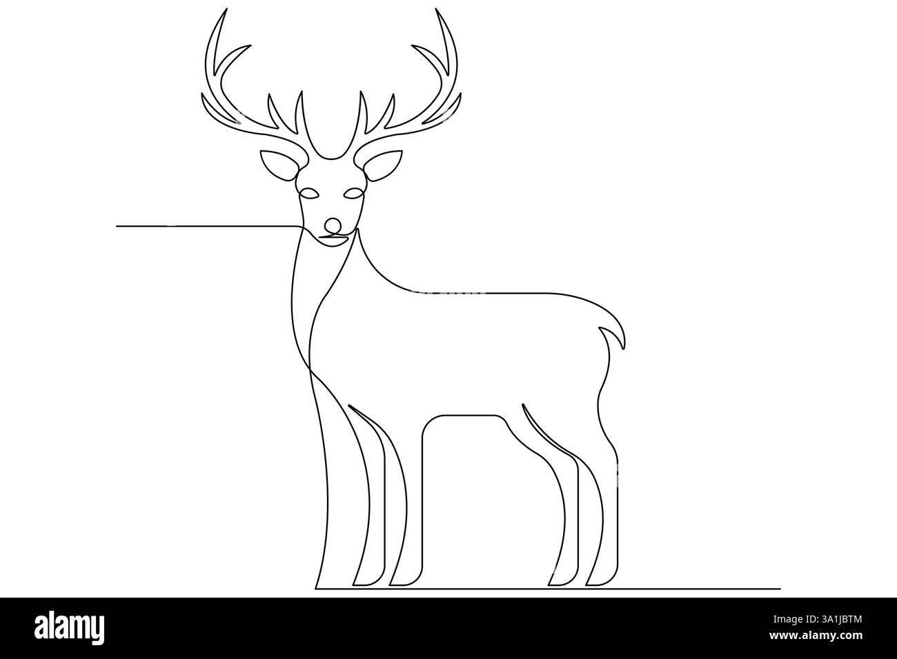 Continuous one line drawing of reindeer wild animal deer and world animal day, Christmas vector Stock Vector