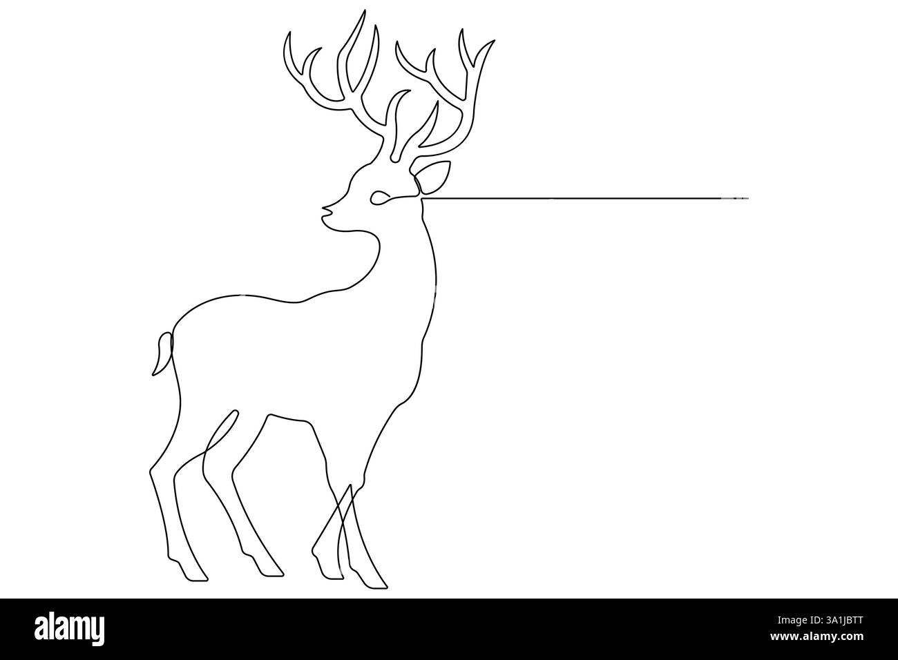 Continuous one line drawing of reindeer wild animal deer and world animal day, Christmas vector Stock Vector