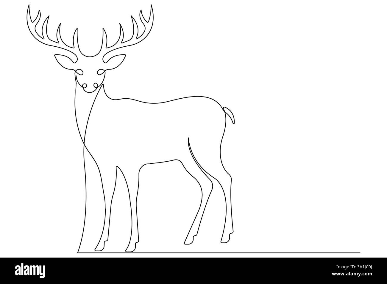 Continuous one line drawing of reindeer wild animal deer and world animal day, Christmas vector Stock Vector
