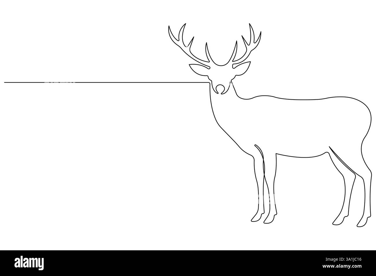Continuous one line drawing of reindeer wild animal deer and world animal day, Christmas vector Stock Vector