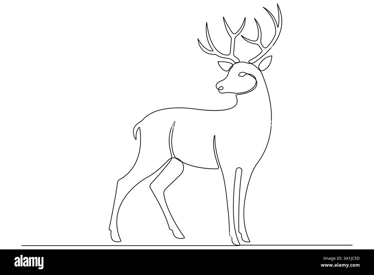 Continuous one line drawing of reindeer wild animal deer and world animal day, Christmas vector Stock Vector