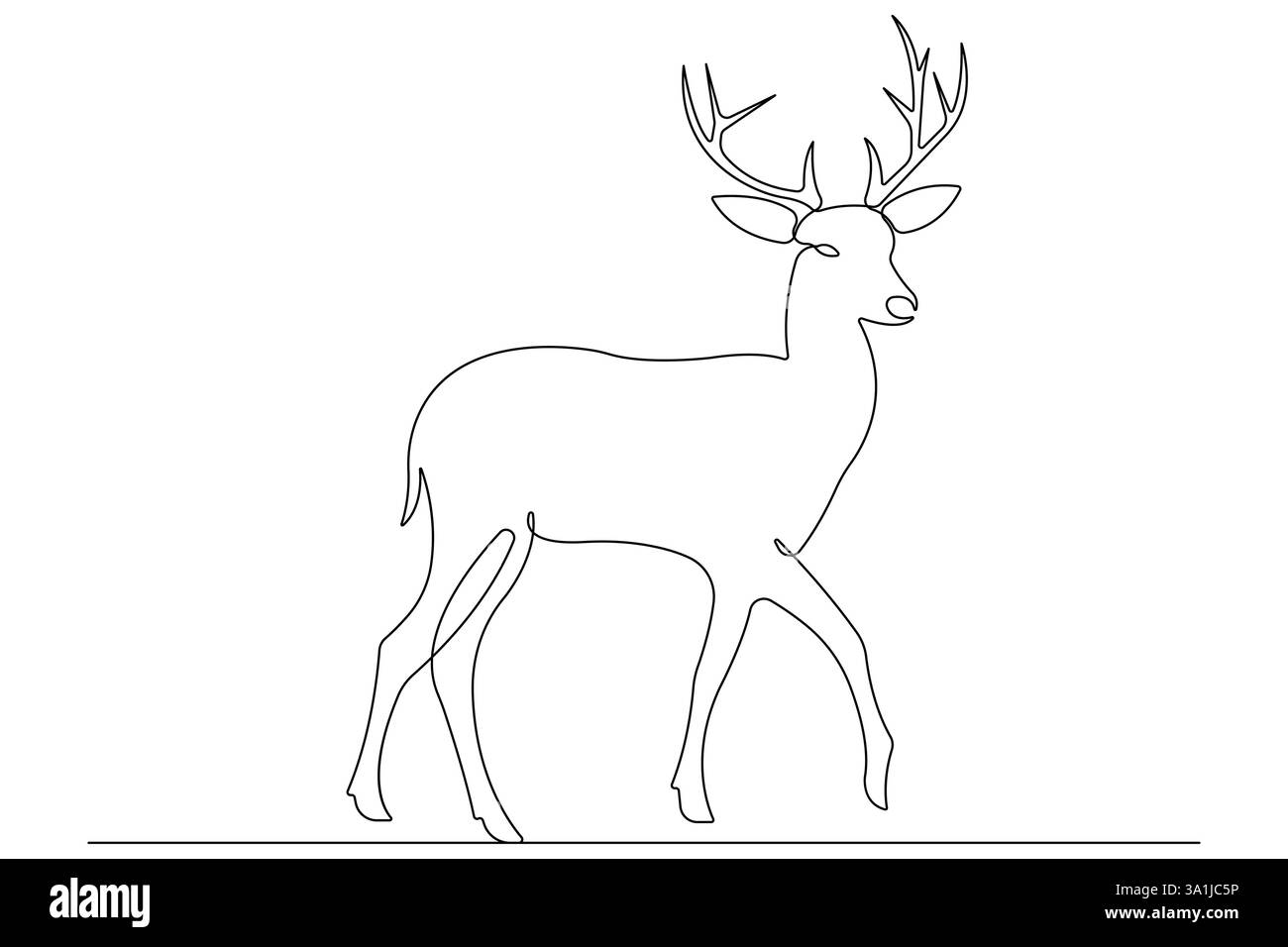Continuous one line drawing of reindeer wild animal deer and world animal day, Christmas vector Stock Vector