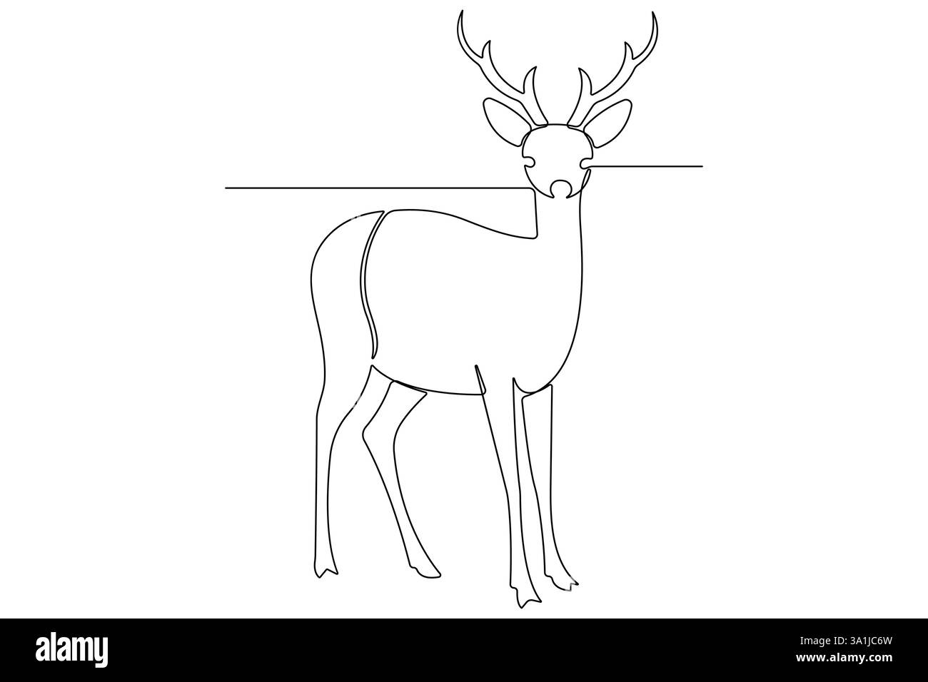 Continuous one line drawing of reindeer wild animal deer and world animal day, Christmas vector Stock Vector