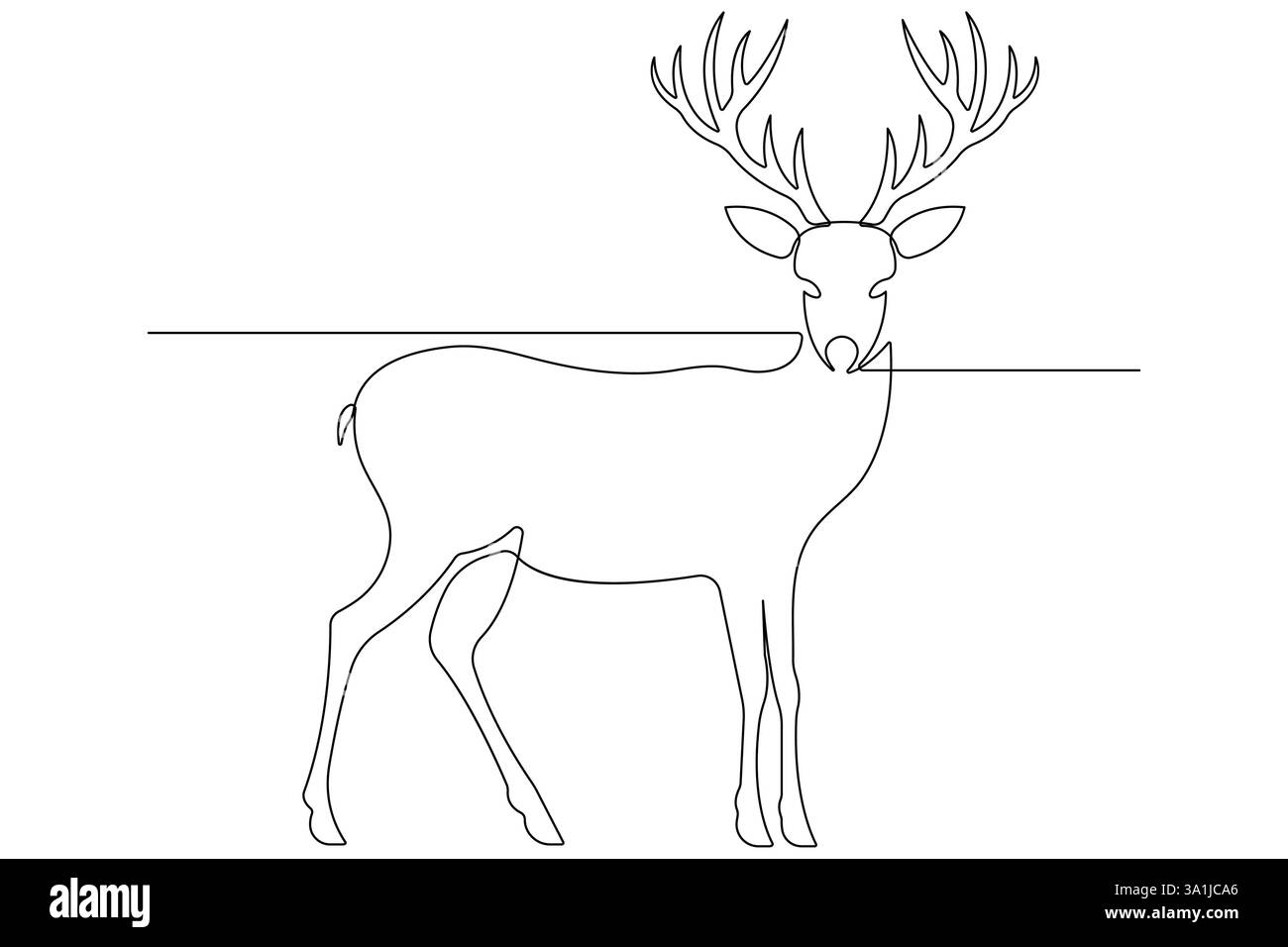 Continuous one line drawing of reindeer wild animal deer and world animal day, Christmas vector Stock Vector