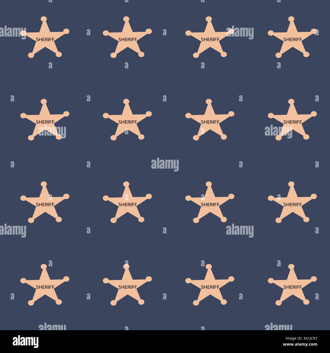 Cowboy sheriff star pattern for children's design, playful theme. Stock Vector