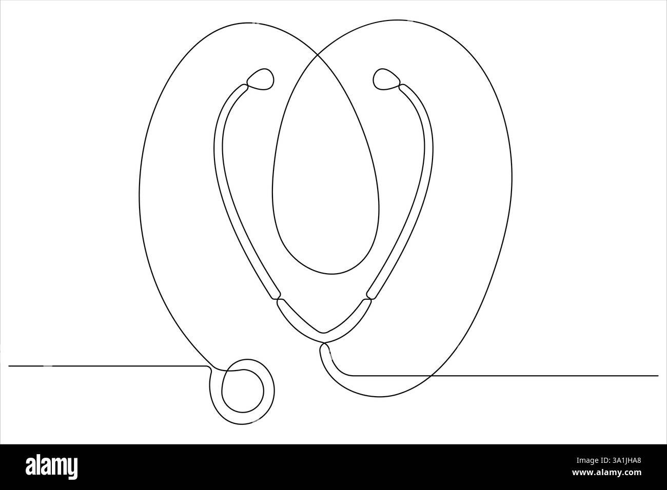Continuous one line art drawing of stethoscope vector art illustration ...