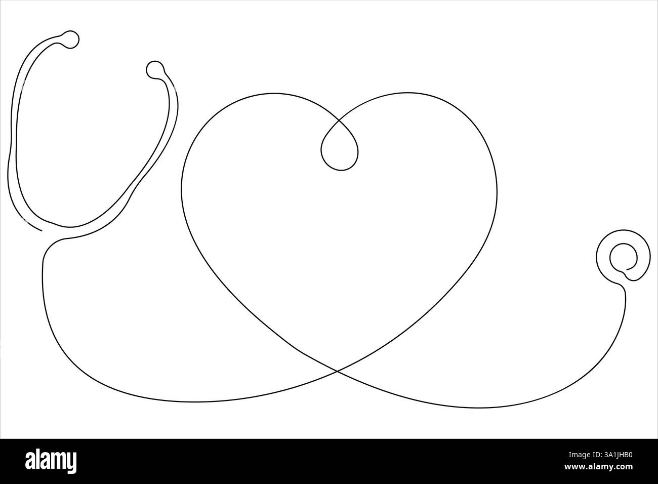Continuous one line art drawing of stethoscope vector art illustration ...