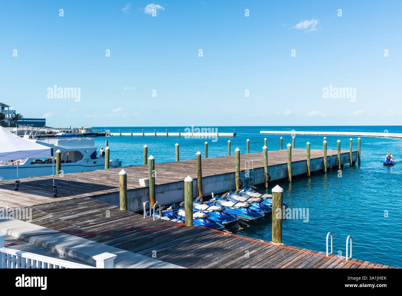 Ocean Cay MSC Marine Reserve, The Bahamas - April 6, 2024: Jet skis