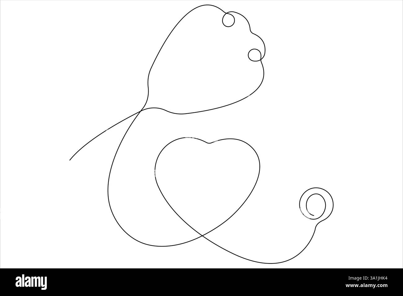 Continuous one line art drawing of stethoscope vector art illustration ...