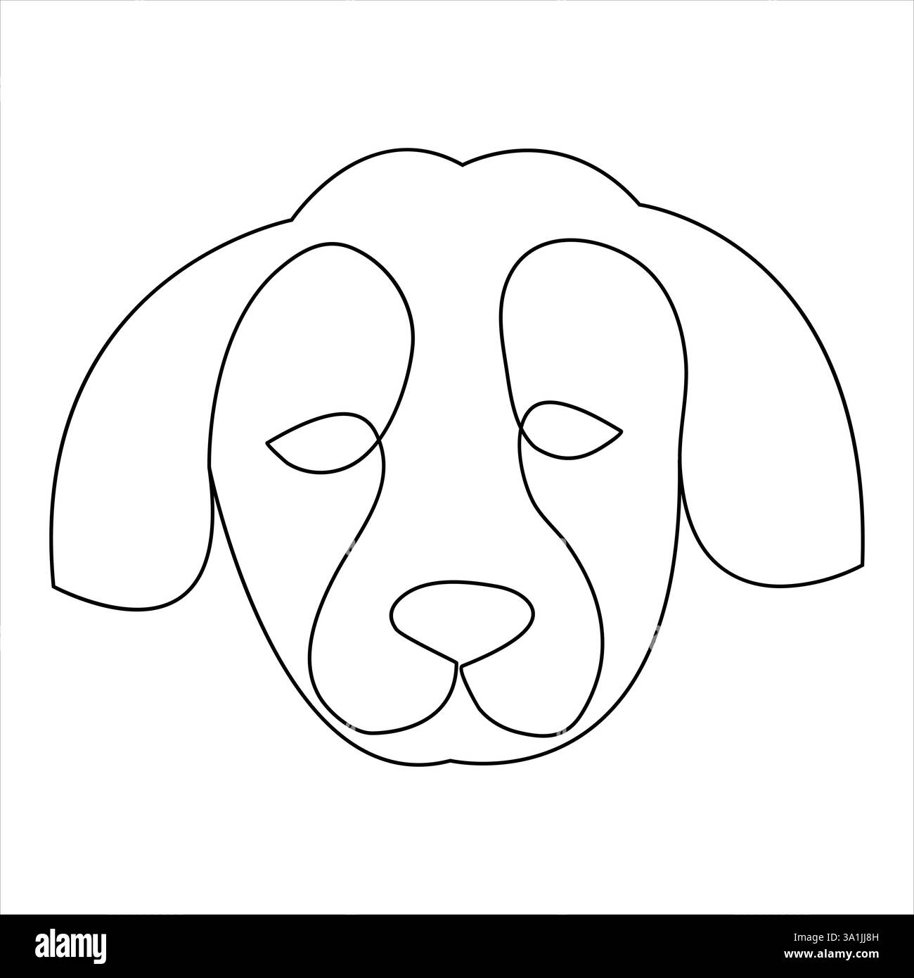 Continuous one line dog pet art drawing and dog icon simple silhouette ...