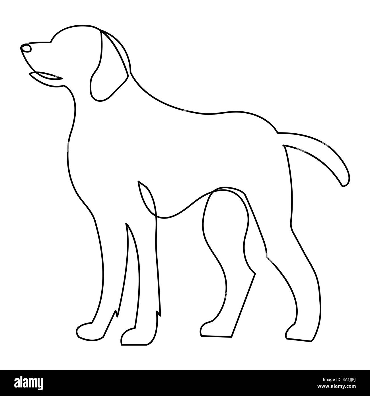 Continuous one line dog pet art drawing and dog icon simple silhouette ...