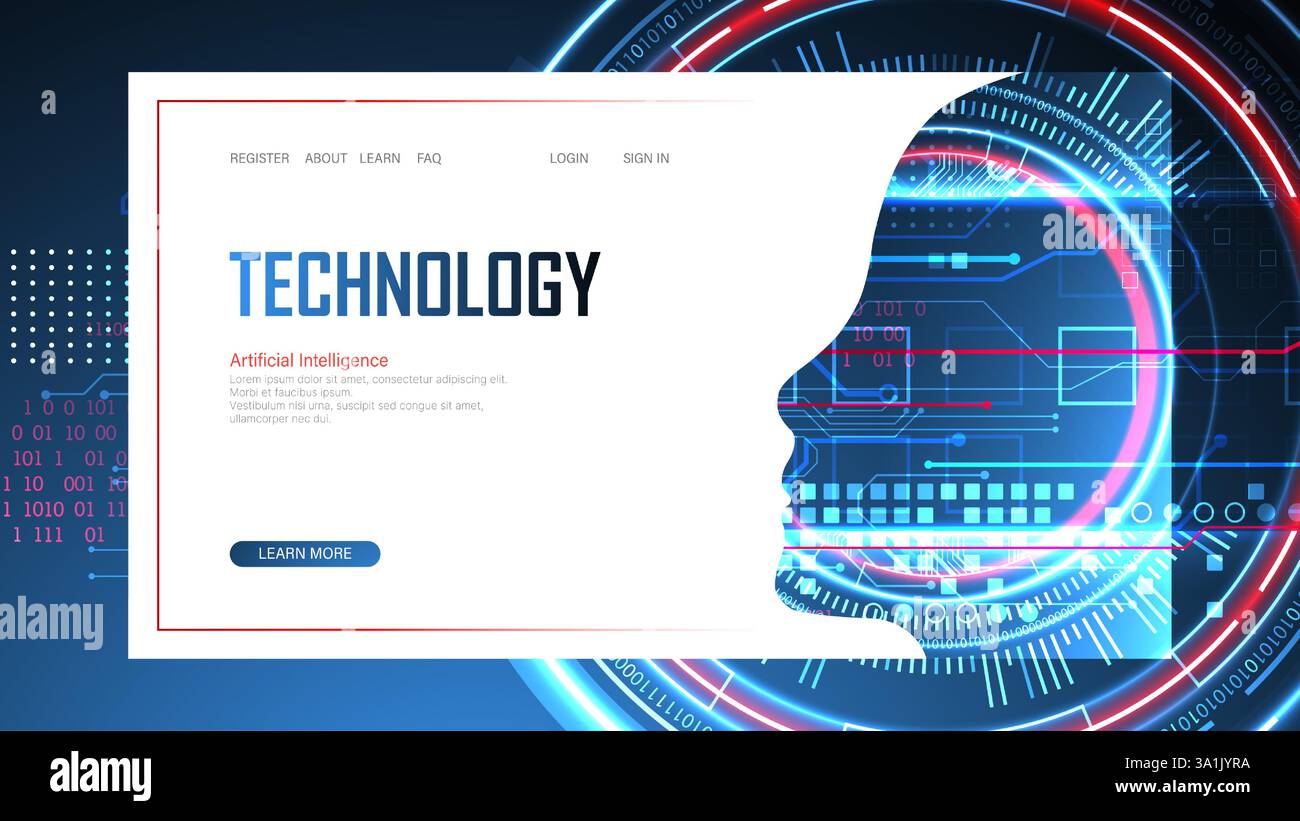 Technological digital AI concept. Vector landing page. Stock Vector