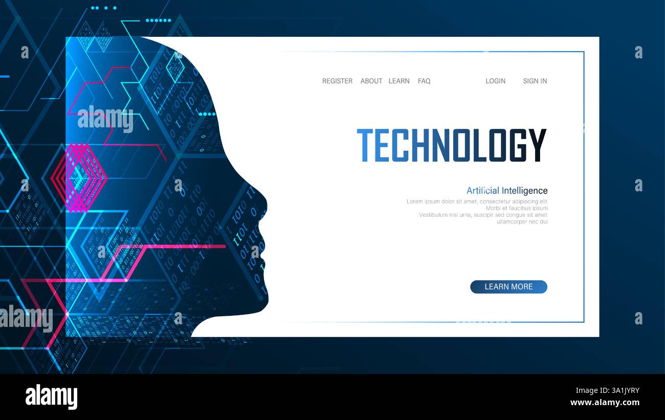 Technological digital AI concept. Vector landing page. Stock Vector