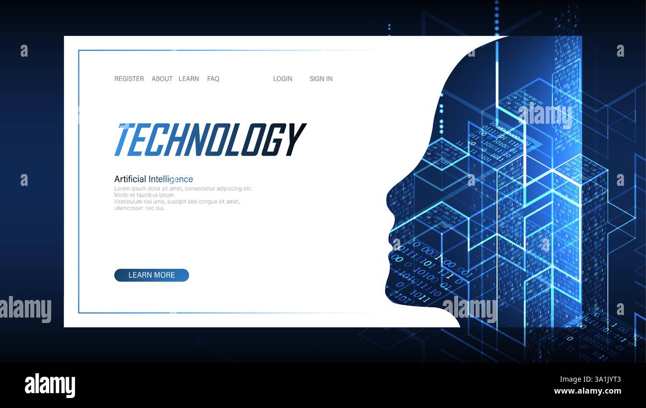 Technological digital AI concept. Vector landing page. Stock Vector