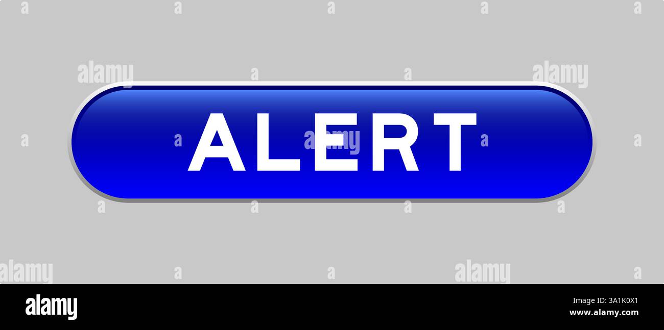 Blue color capsule shape button with word alert on gray background Stock Vector