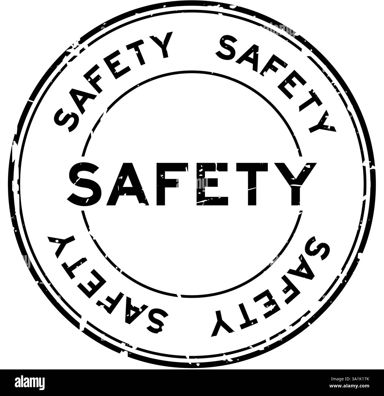 Grunge black safety word round rubber seal stamp on white background ...
