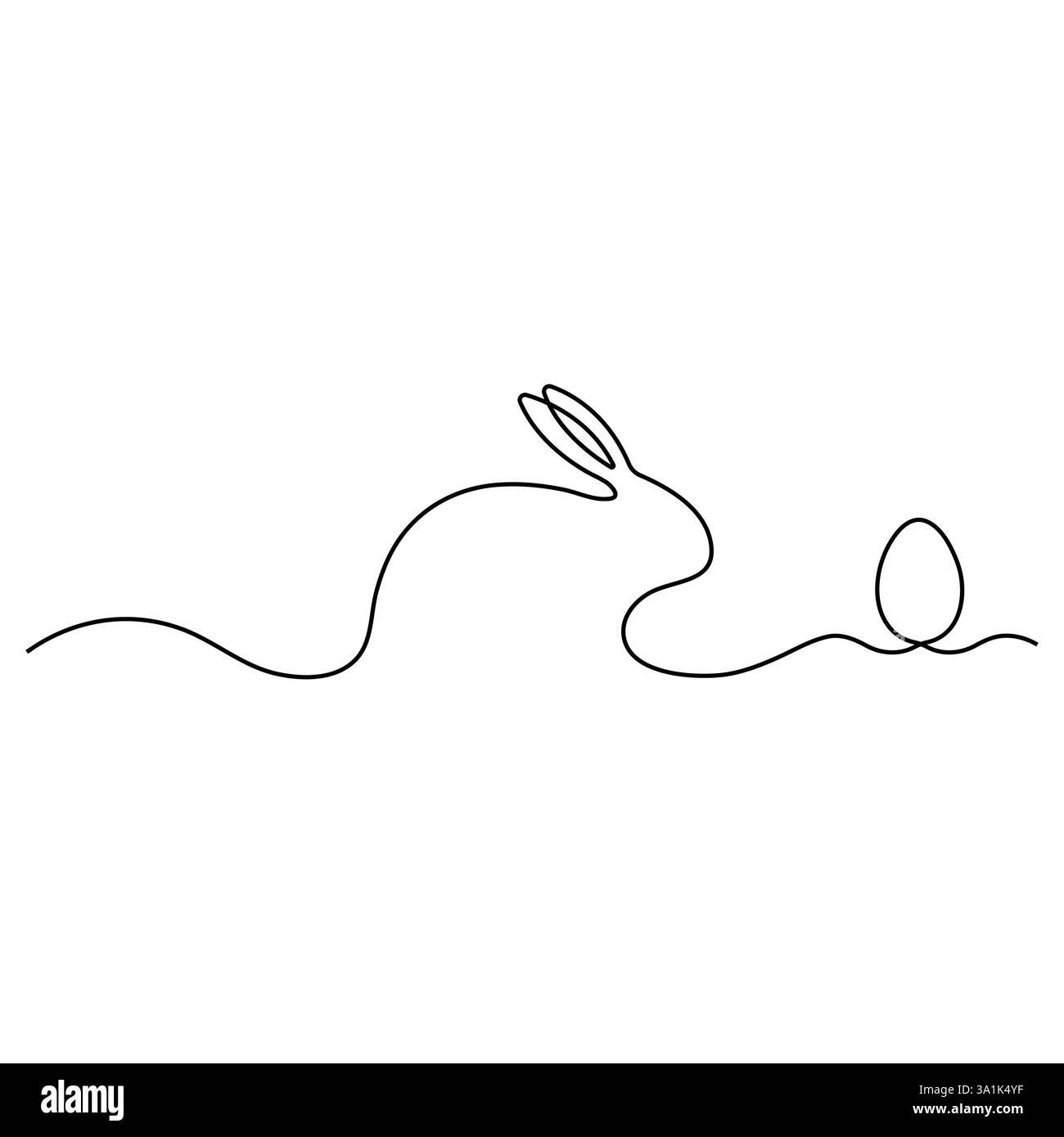 Continuous single line art drawing of Easter eggs and rabbit outline vector Stock Vector