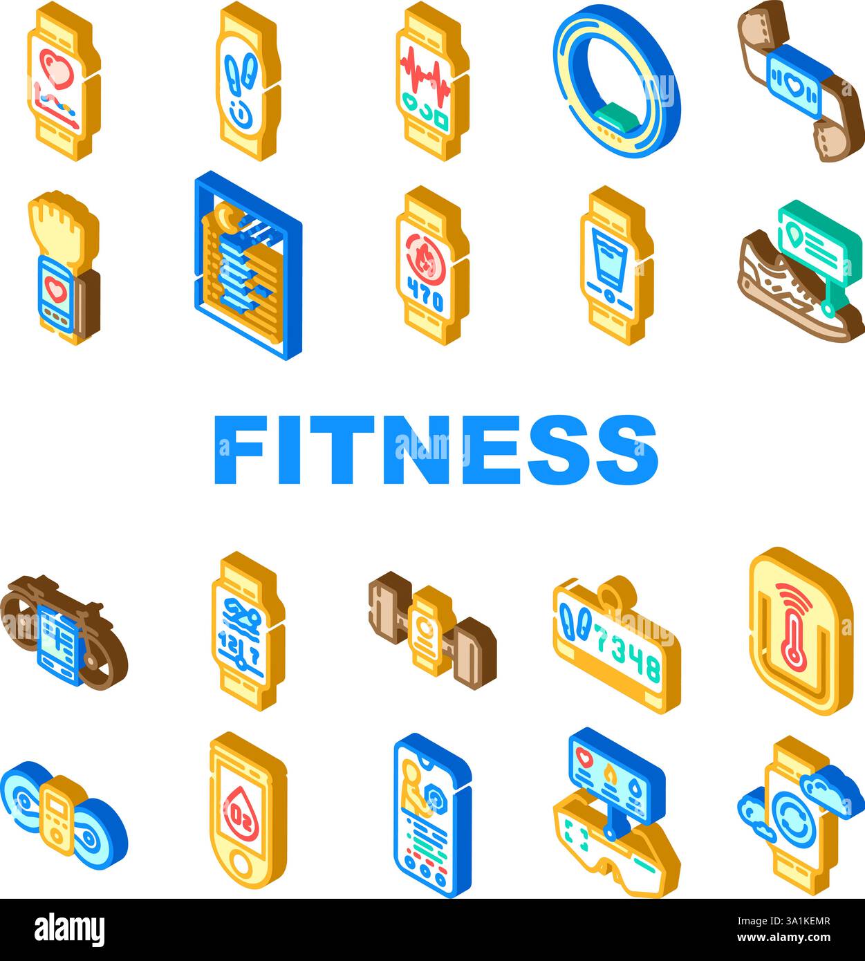 wearable fitness technology icons set vector Stock Vector Image & Art ...
